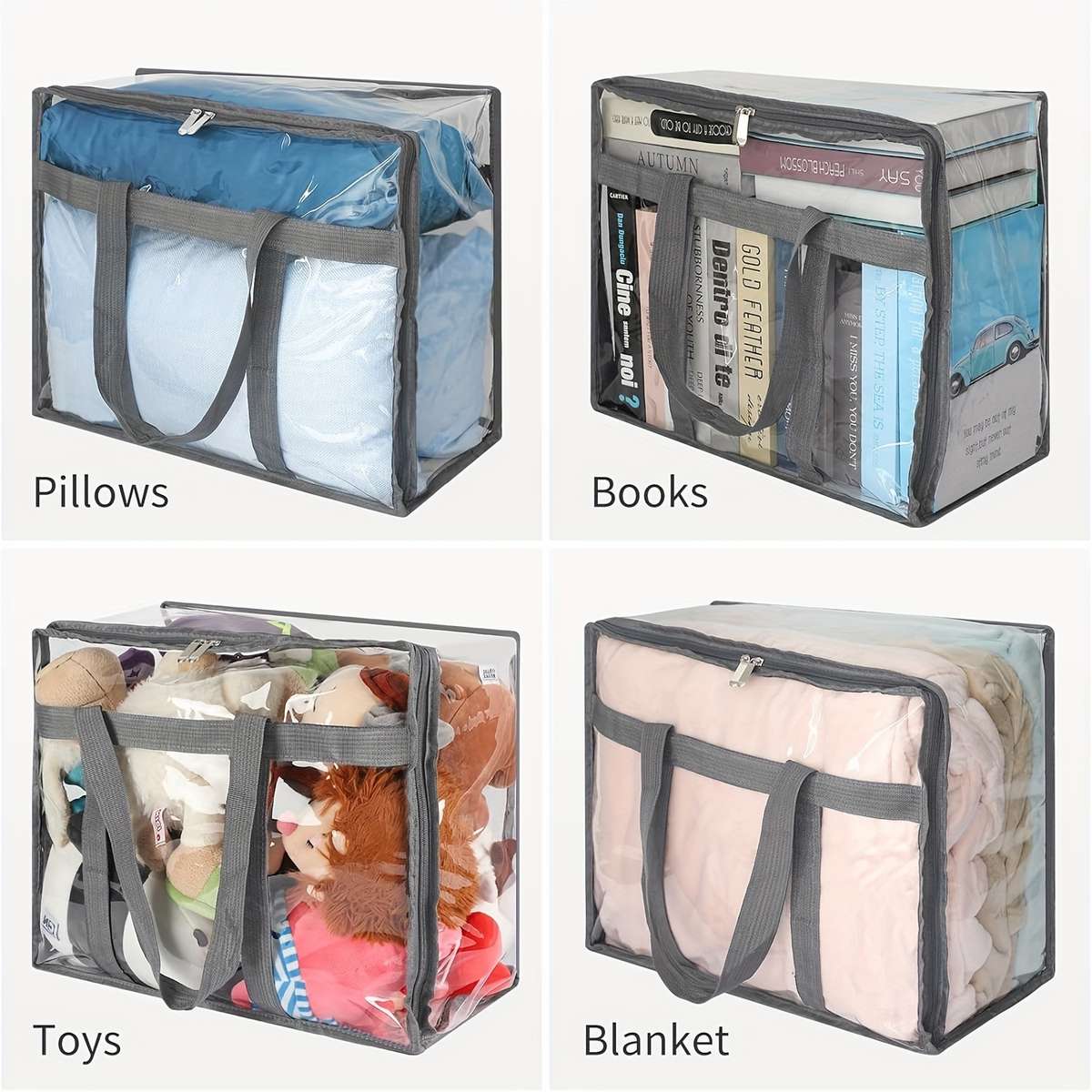 2Pcs Large Clear Plastic Storage Bags Clothes 2Pcs