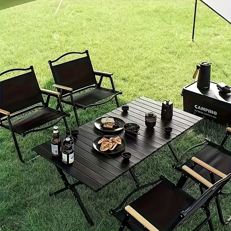 Outdoor Tables And Chairs Color Black Set 5Pcs
