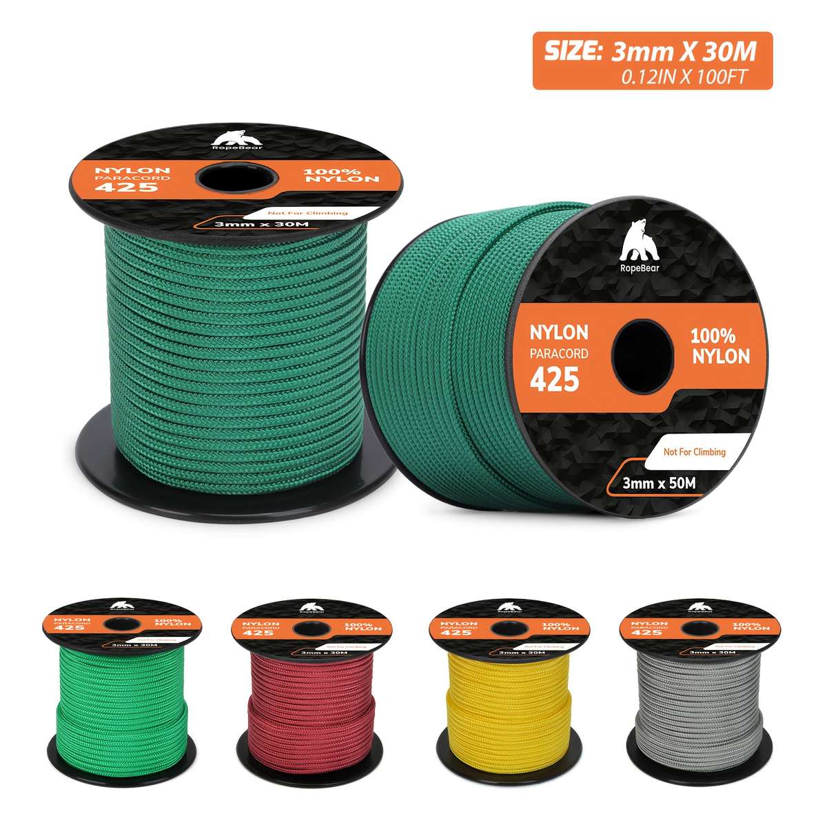 Premium 3mm Nylon Rope 30 Meters Long Type Ii Cord 3 Strand Core Camping Tents