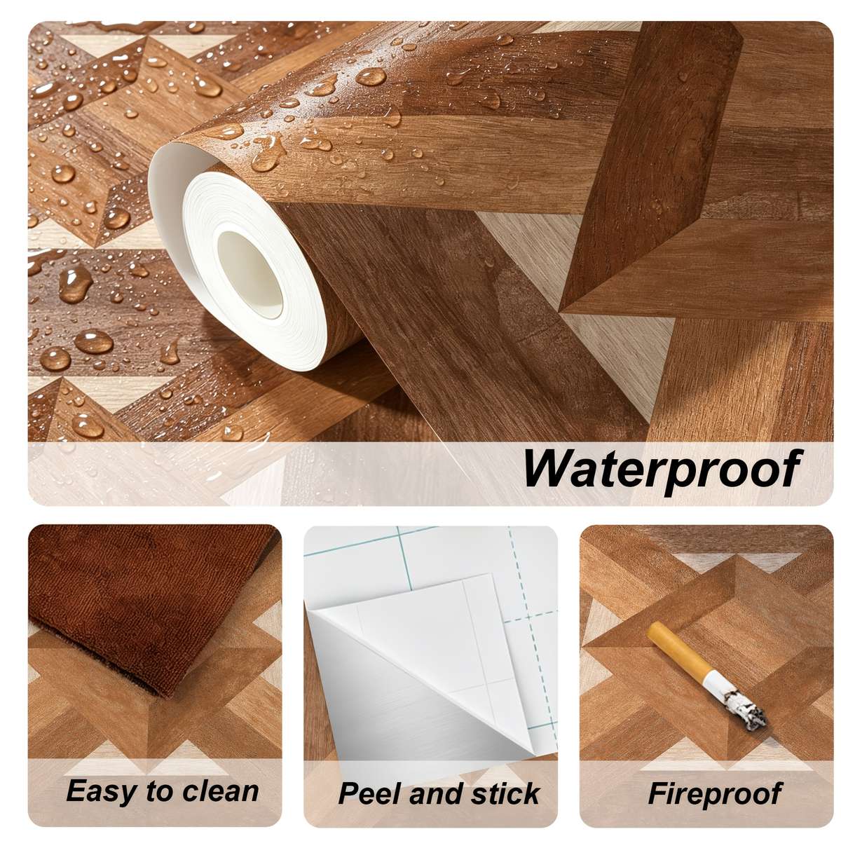 Self Adhesive Floor Stickers 40Cm*120Cm Spliced Wood Grain