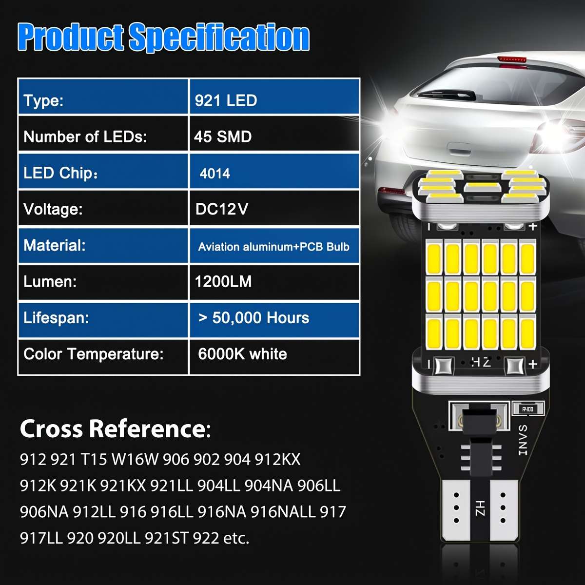 Car Lights Color White Quantity 2Pcs