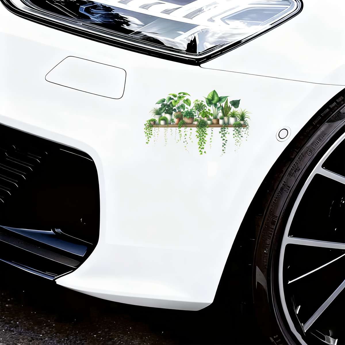 2PCS Premium Removable Creative Wall Stickers Tropical Green Plant Potted Home