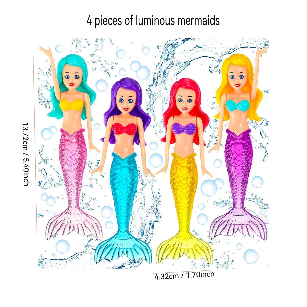 Childrens Toys Color 4Pcs Assorted Varieties Items4Pcs Glowing Mermaid