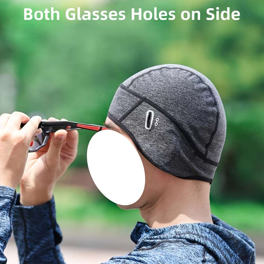 Outdoor Sports Cycling Warm Hat Multi-Functional with Eye Glass Hole Elastic Fleece Blac