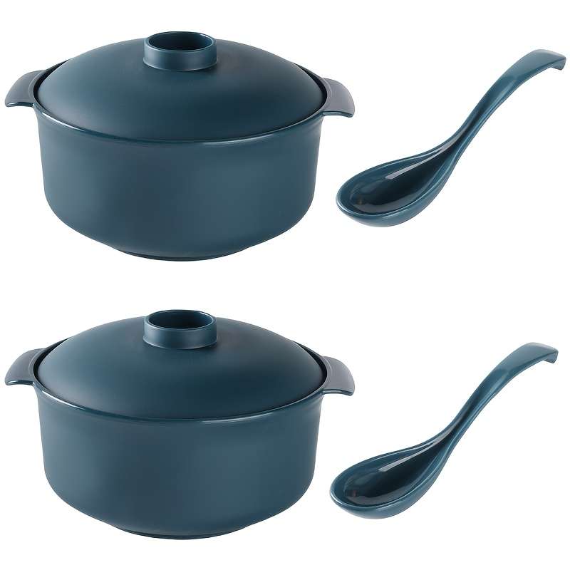 Bowl Items Dark Blue 4Piece Set 2Pcs Bowl  2Pcs Spoon