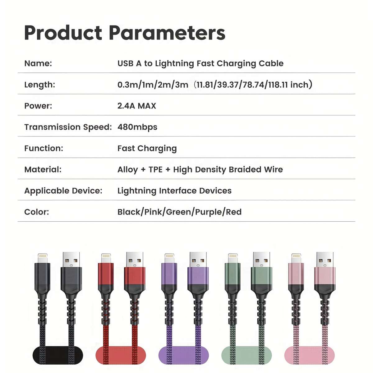 Charging Cable Color Red Model3M   10Ft