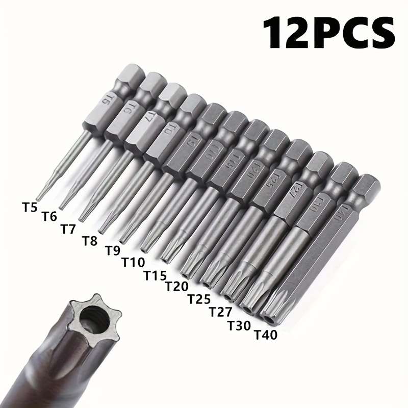 Screwdriver Bit Tool Set Size Black Quantity 12Pcs
