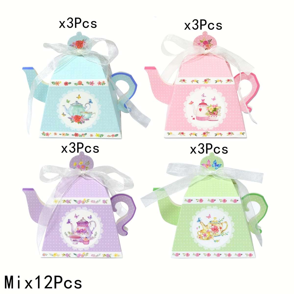 Christmas Gift Boxes Color Mix-12Pcs Size 8.5X8.5X6Cm