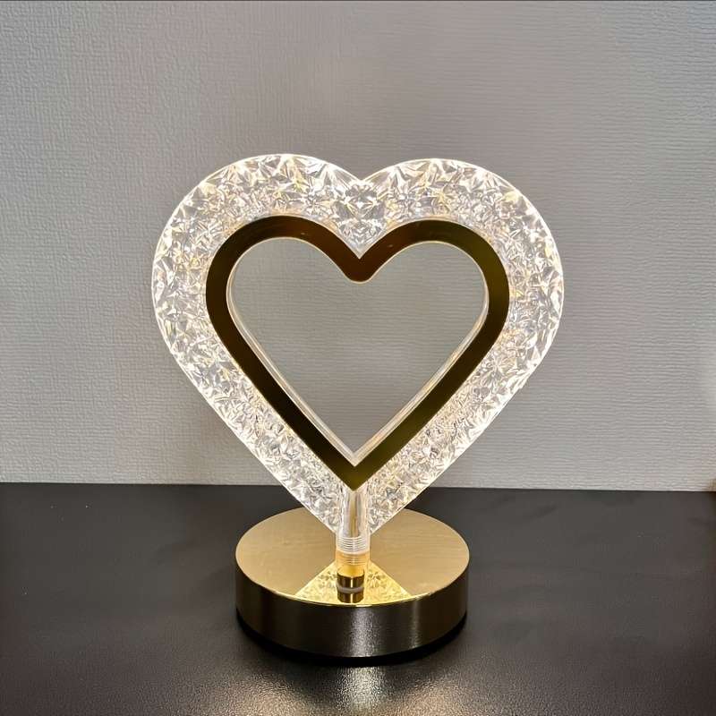 Luxury Modern Office Decor Love Themed Crystal Bedside Lamp Touch Sensor