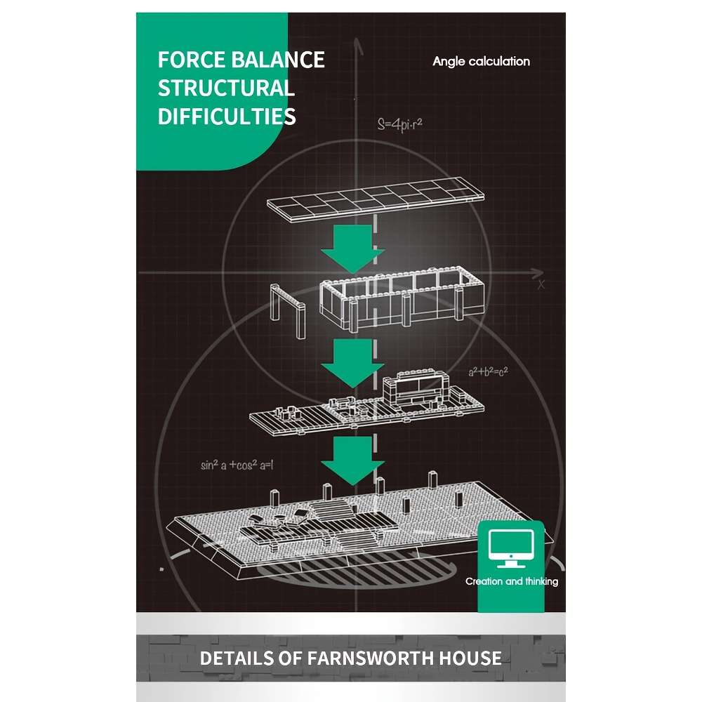 Building Toy Architectural Model Toy Set Color Farnsworth Residence