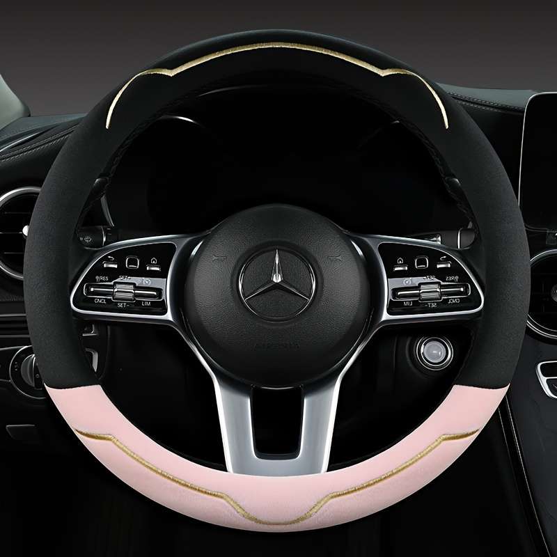 Car Steering Wheel Cover Black Pink
