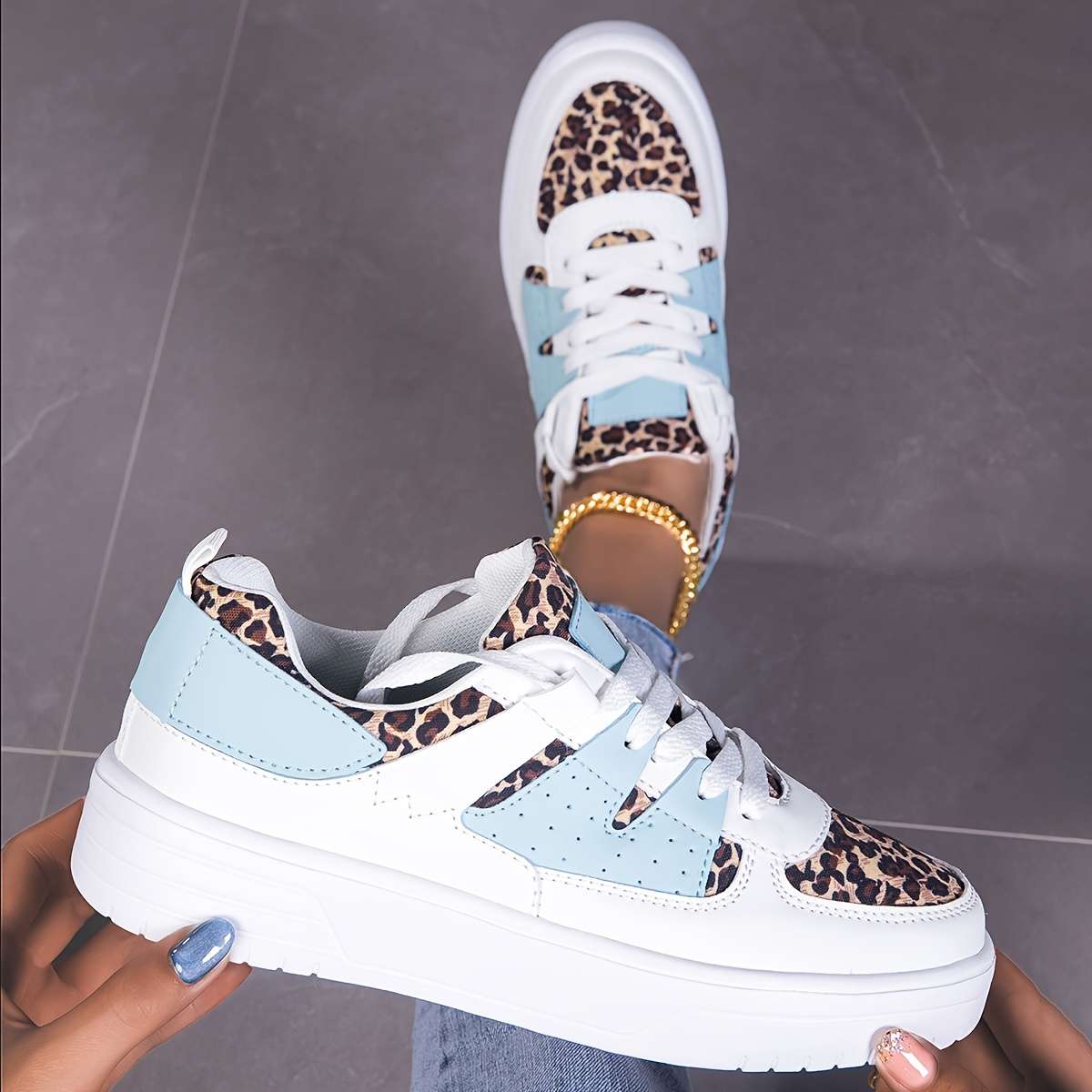Sneakers Color Pink Leopard Sizeuk 7.5