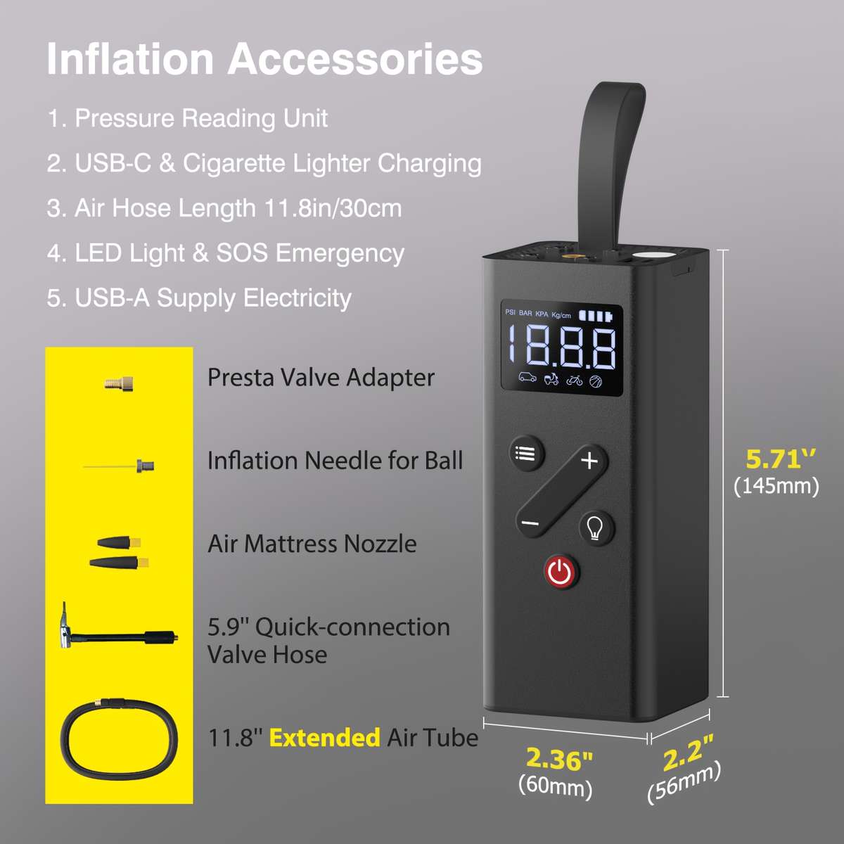 Premium Solid Multi Functional Emergency Psi Cordless Air Compressor For