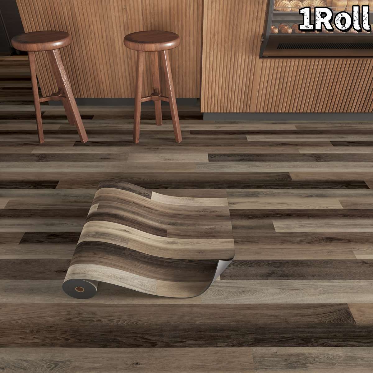 Self Adhesive Floor Stickers Steady Gray Brown 1Roll
