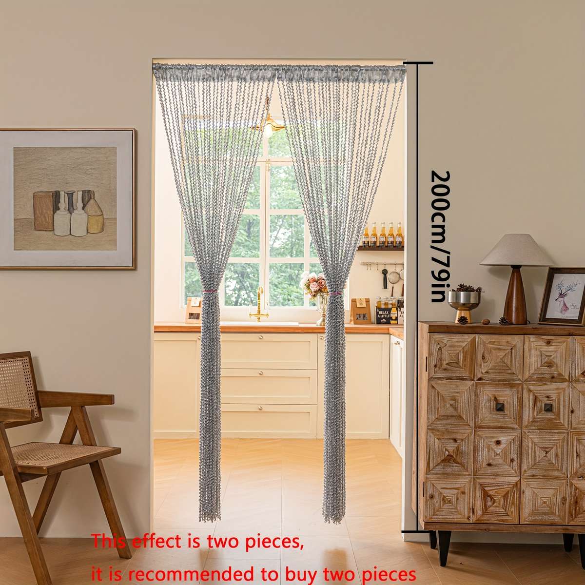 Door Curtain Color Golden Size39W*79L100*200Cm