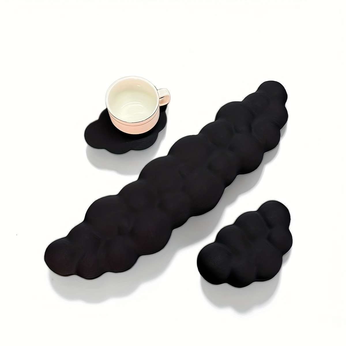 3Pcs Modern Waterproof Ergonomic Memory Foam Mouse Wrist For Pc Gamers Black