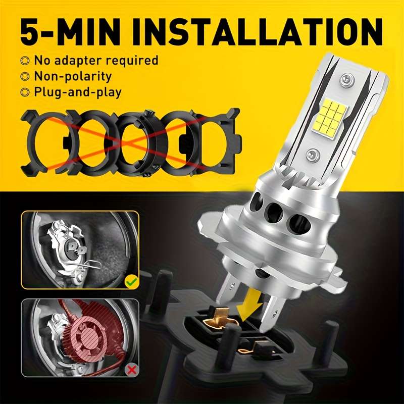 Car Lights Color 6500K X5H7 Storage 2Pcs