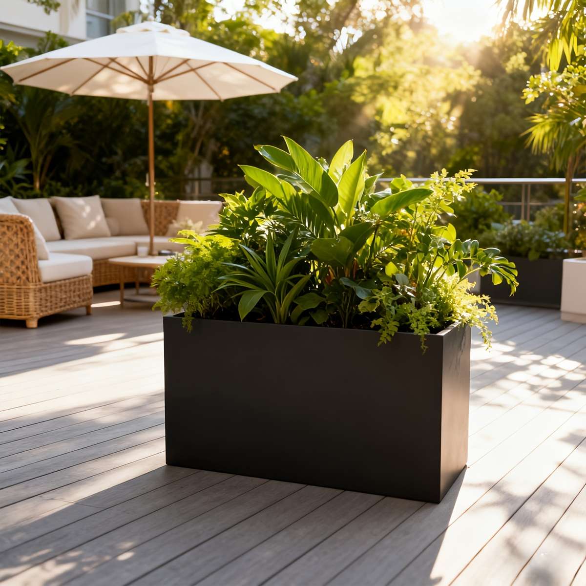 Versatile Large Rectangular Metal Flowerpot Box Long Lasting Quality Ideal