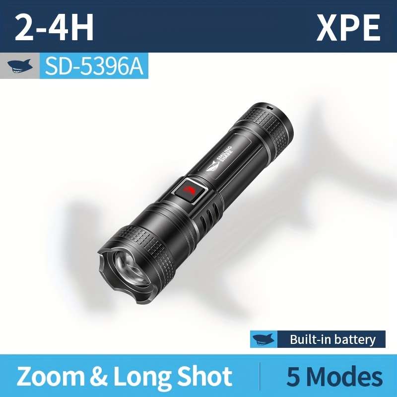 Durable 1Pc Smiling Shark Usb Rechargeable Led Flashlight Professional Reliable
