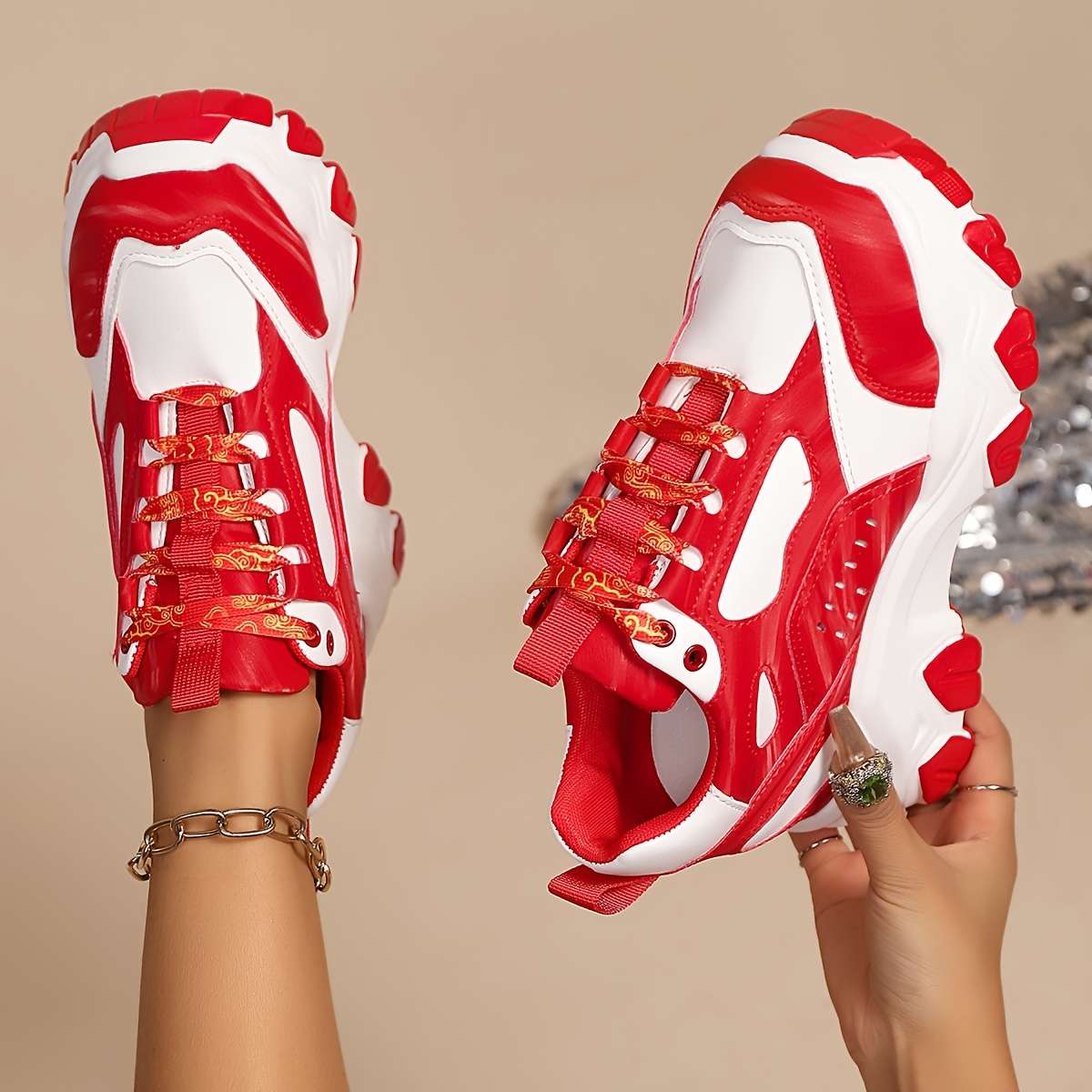 Women S Sneakers Color Red Sizeuk 5