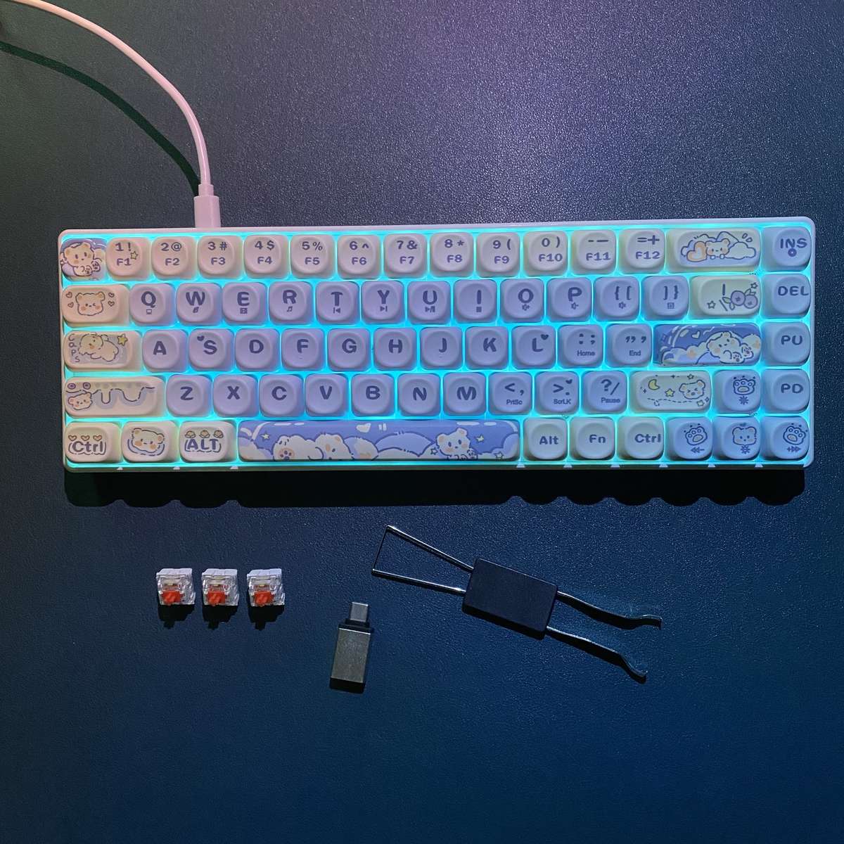 keyboard color Ice Blue Quiet Red Switch