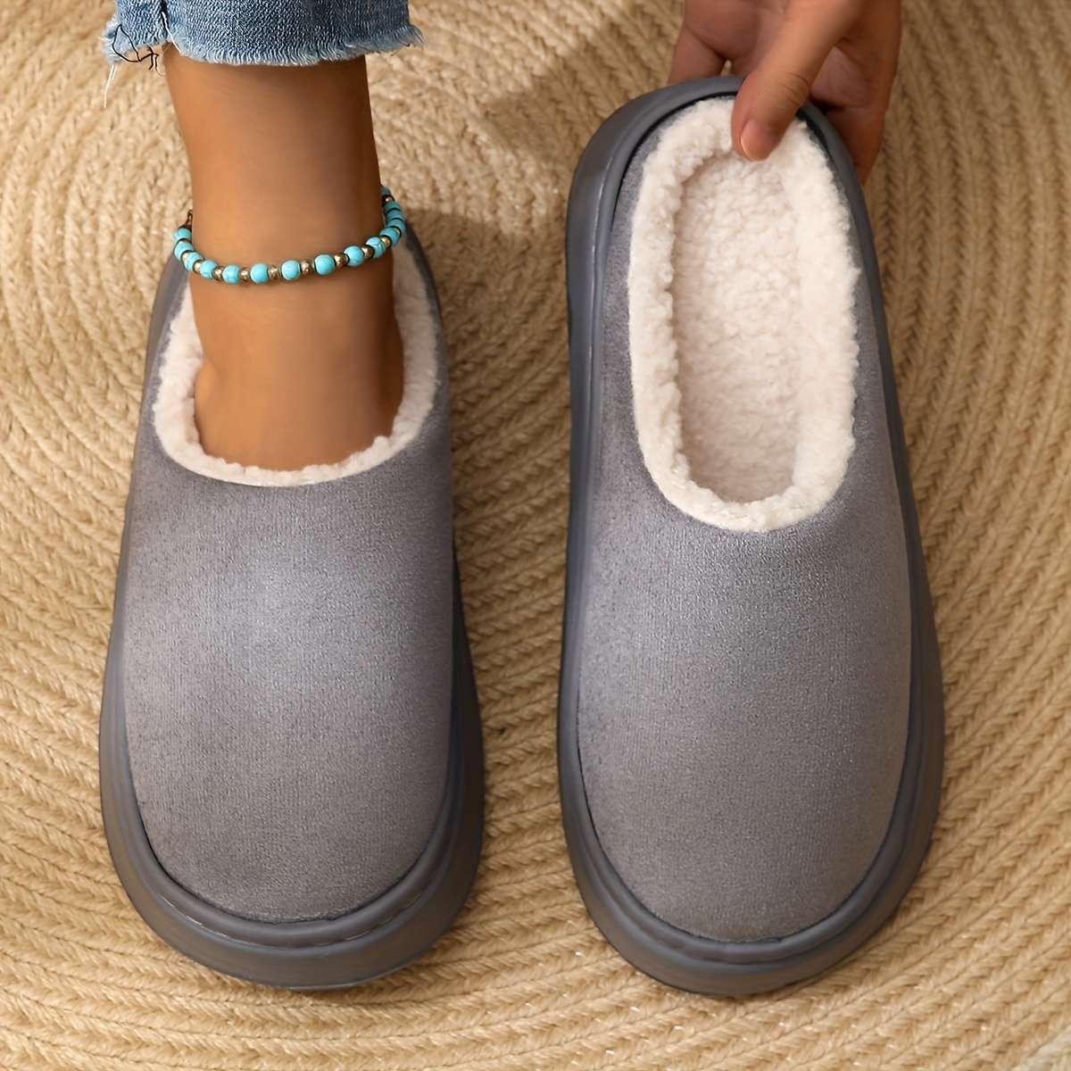 Cotton Slippers Color Grey Sizeuk 6.5-7