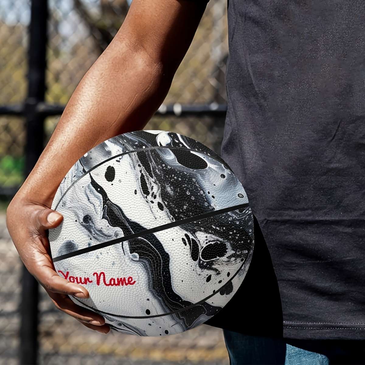 Basketball Color Black And White Marble 2 Size7