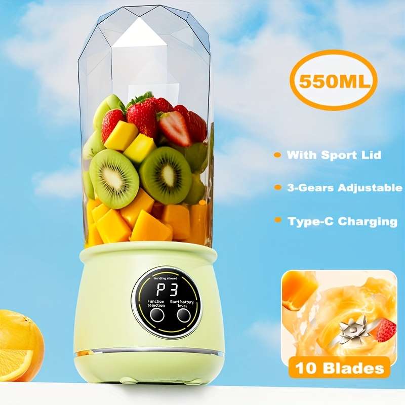 Hilton Portable Electric Juicer Blender 18Oz Mini Processor