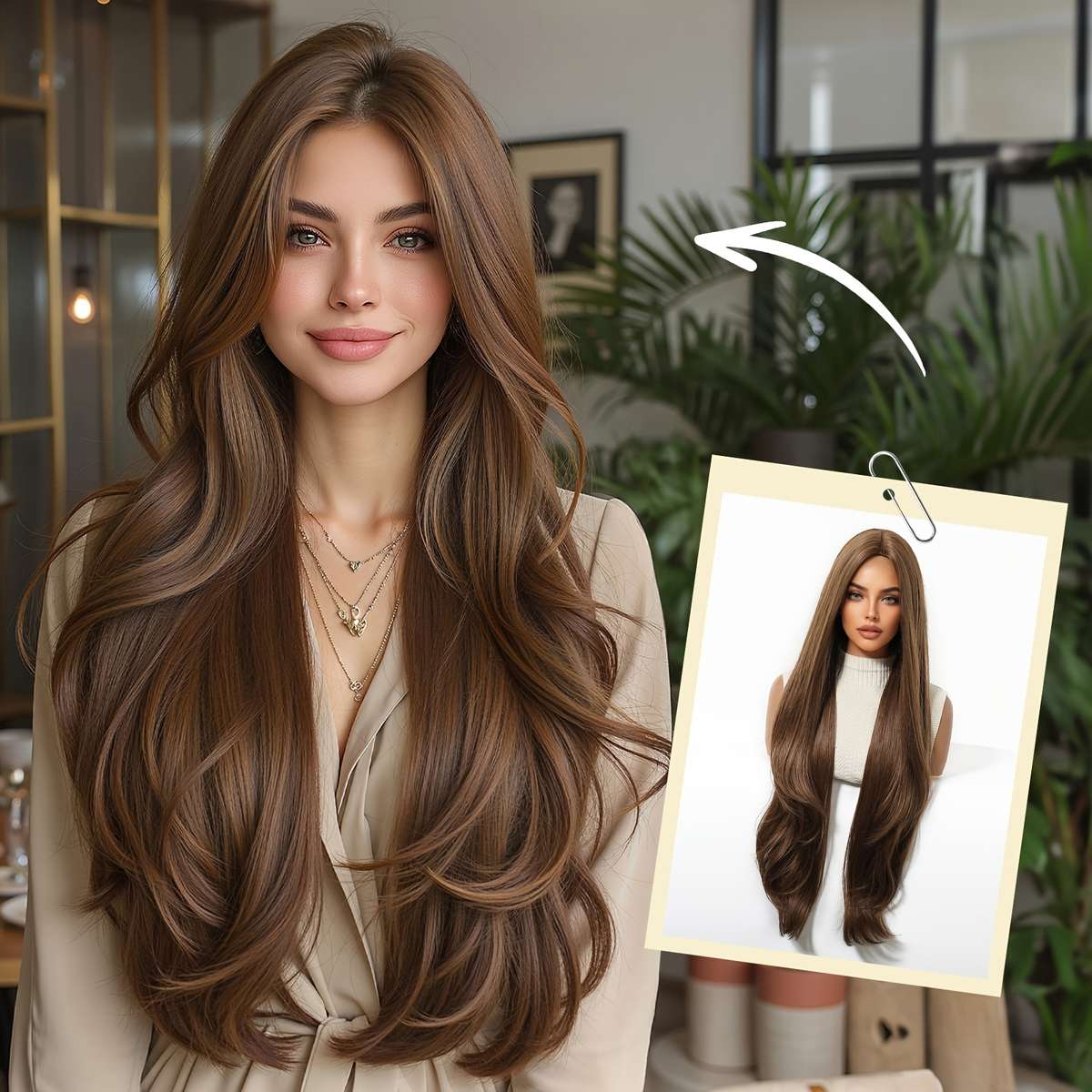 Women S Wigs Light Brown1 Hair Length81.28Cm