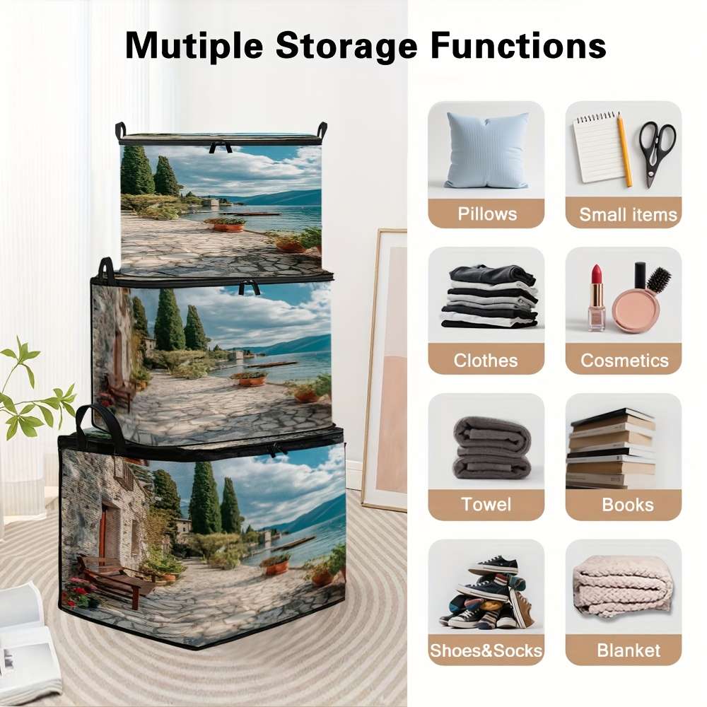 Modern Alpine Lake Landscape Painting Storage Bag