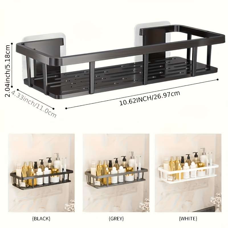 Bathroom Storage Rack Color 4Pcs Black Rectangular Storage Rack