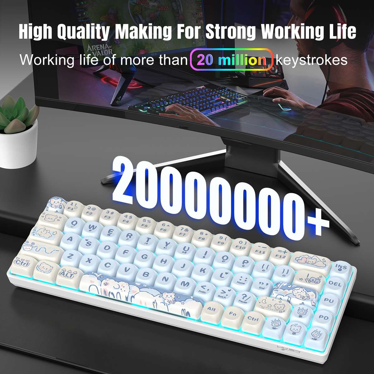 keyboard color Ice Blue Quiet Red Switch