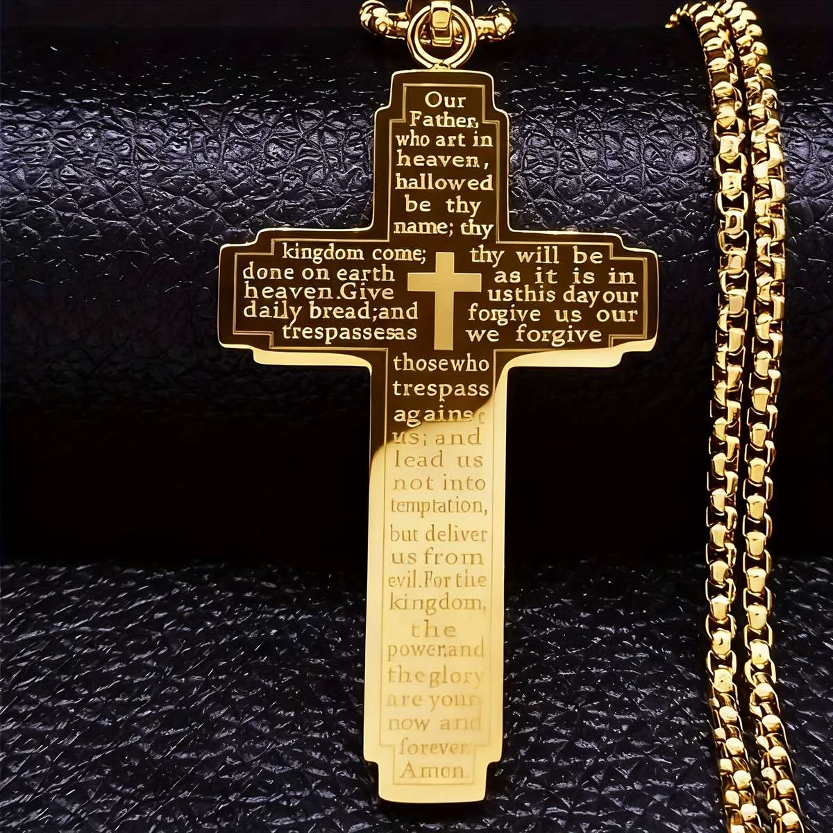 Plated Christian Scripture Cross Pendant Gold