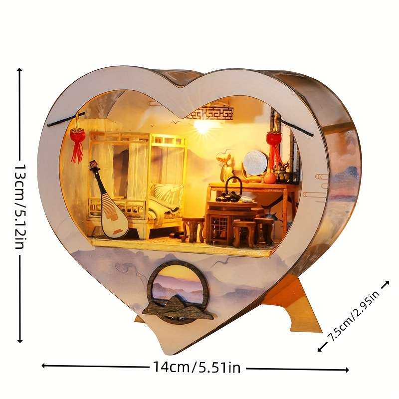 3D Building Model Puzzle Set Style Love House Pink Style