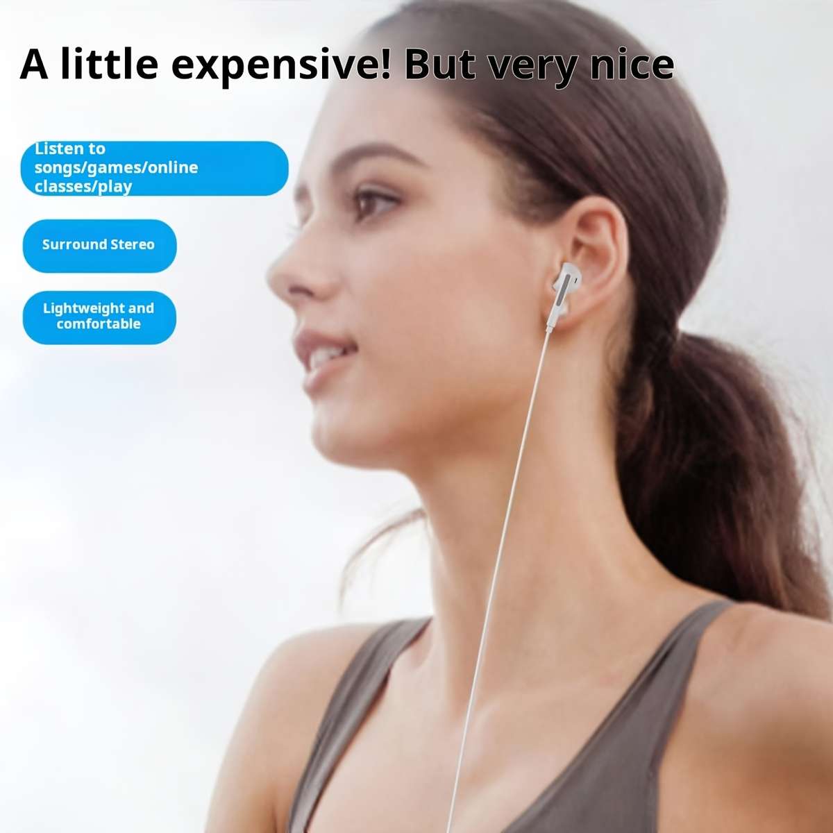 Wired Headphones Black Items 3.5Mm Round Hole