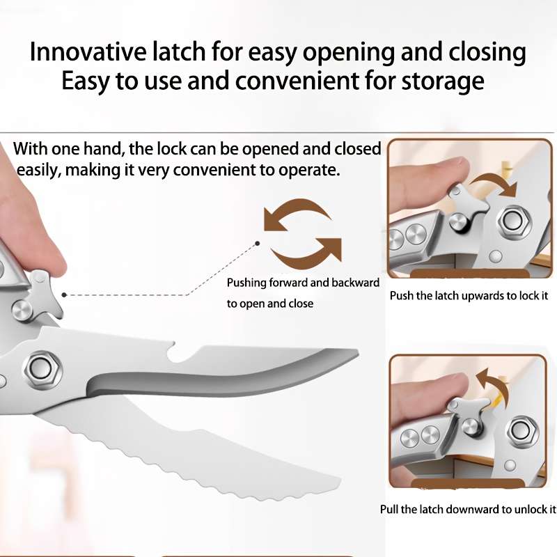 Scissors Color Silvery Heavy Duty Semi Automatic Multi Functional Kitchen Scissors