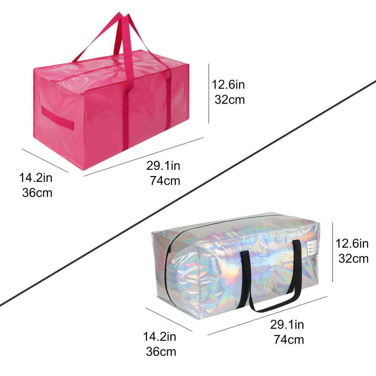 2Pcs Large Moving Bags Rainbow Pink Storage Pink Rainbow 2 Pcs