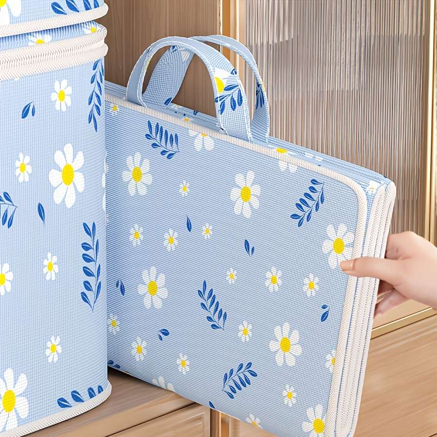 2Pcs Large Storage Bags Heavy Duty Storage Blue Daisy Visible Storage Bag