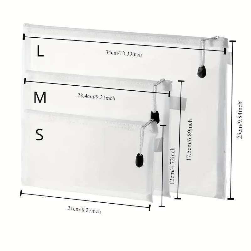 Multi Purpose Storage Bag Set A6 A5 A4 Large Capacity Mesh