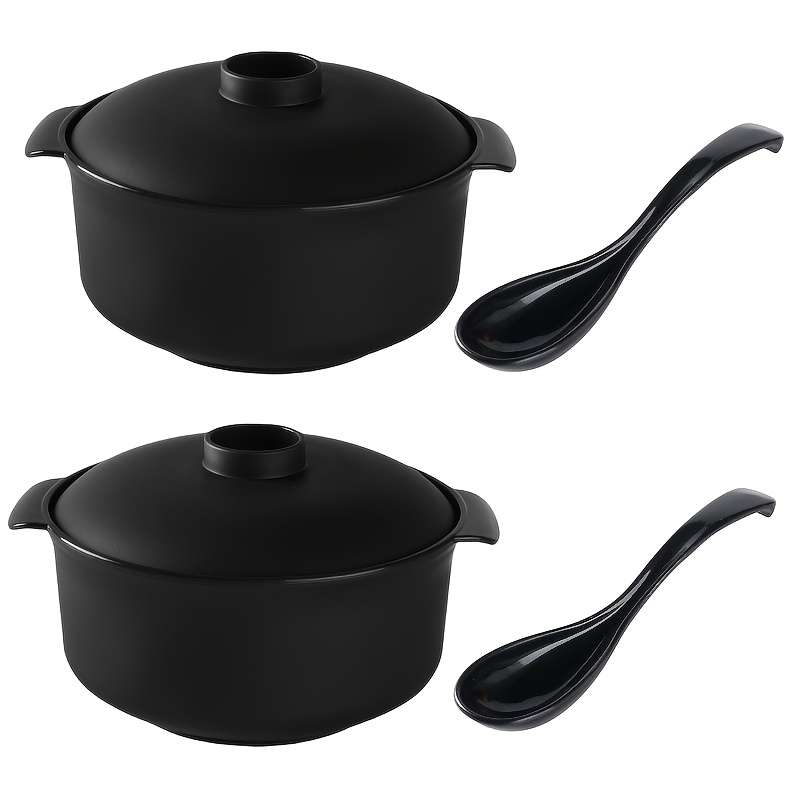 Bowl Items Black 4Piece Set 2Pcs Bowl  2Pcs Spoon
