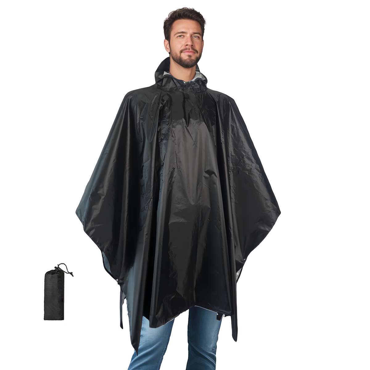 Raincoat Black 2Piece Set Storage Bag  Raincoat