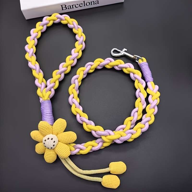 Dog Leash Size Onesize Style Purple Cherry Yellow Sunflower