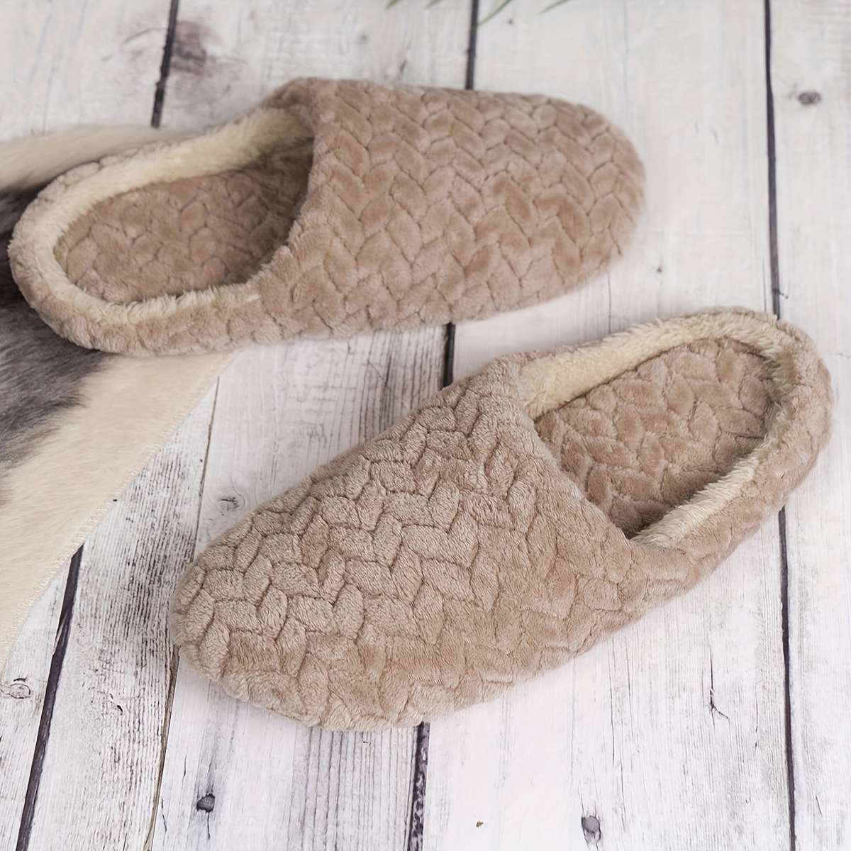 Cotton Slippers Color Khaki Sizeuk 6.5-7
