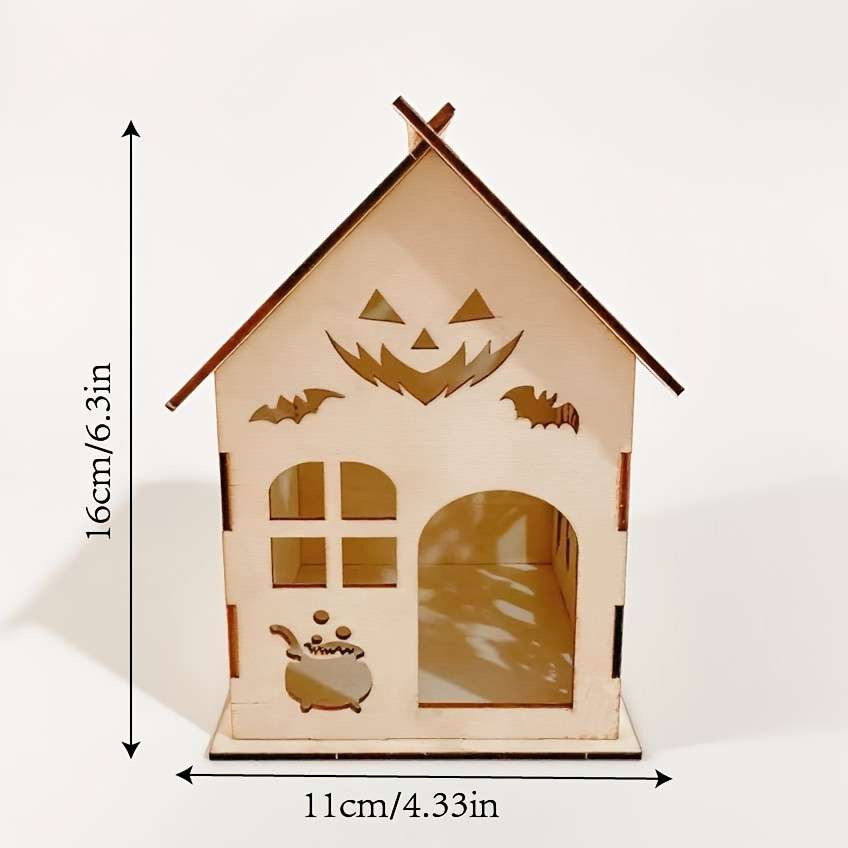 3D Building Model Puzzle Set Items Holiday Hollow Out Diy Wooden House