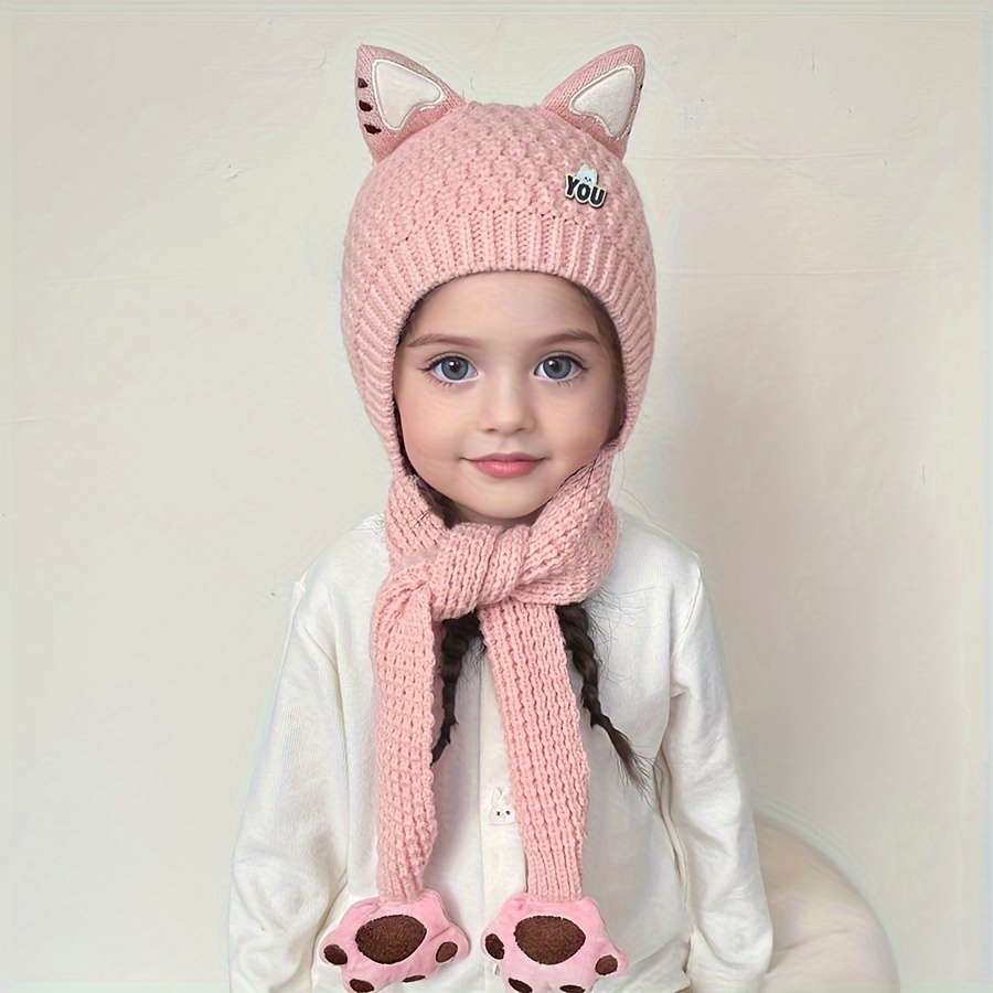 Hat Color Cat Scarf Hat   Pink