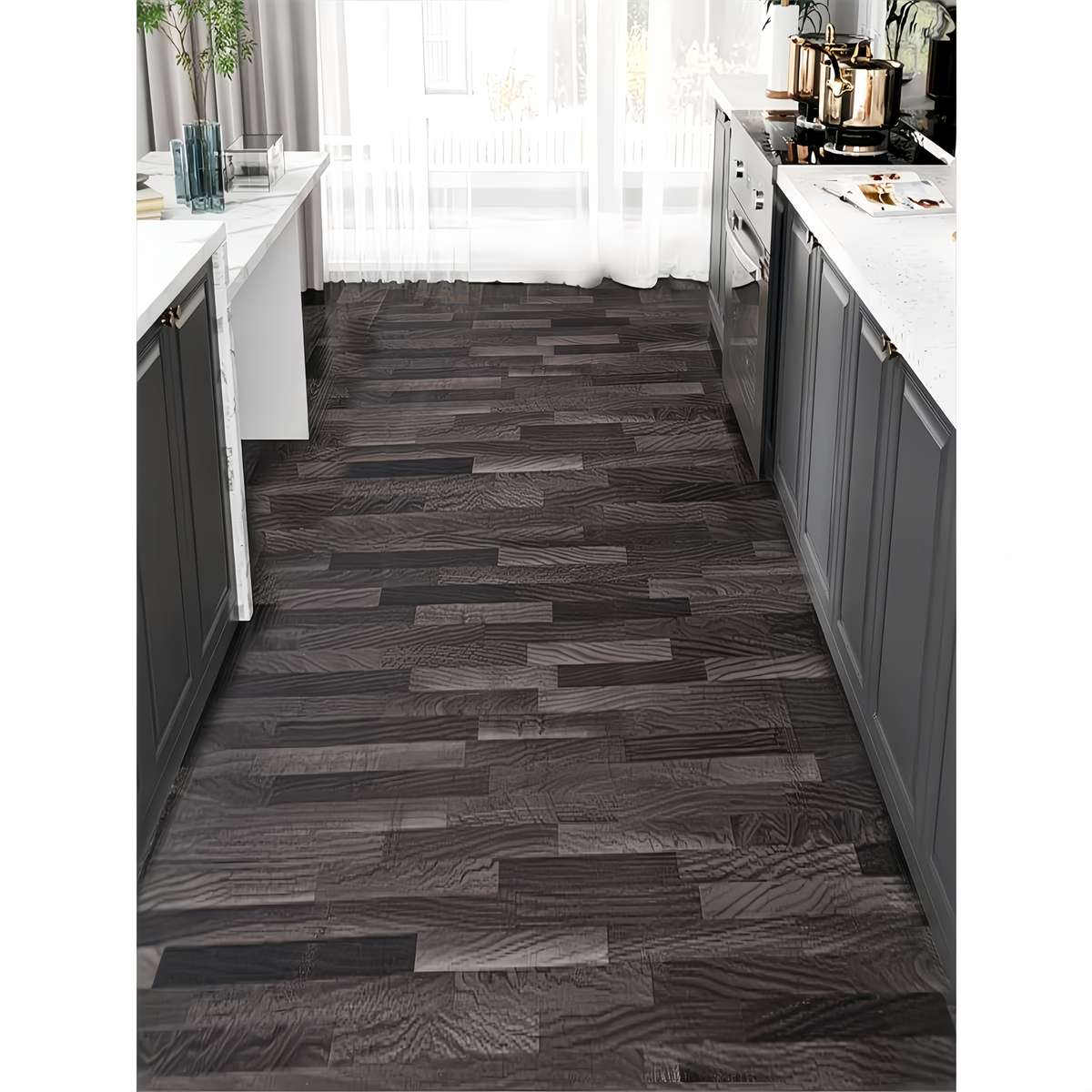 Self Adhesive Floor Stickers Classic Walnut Brown 2Roll