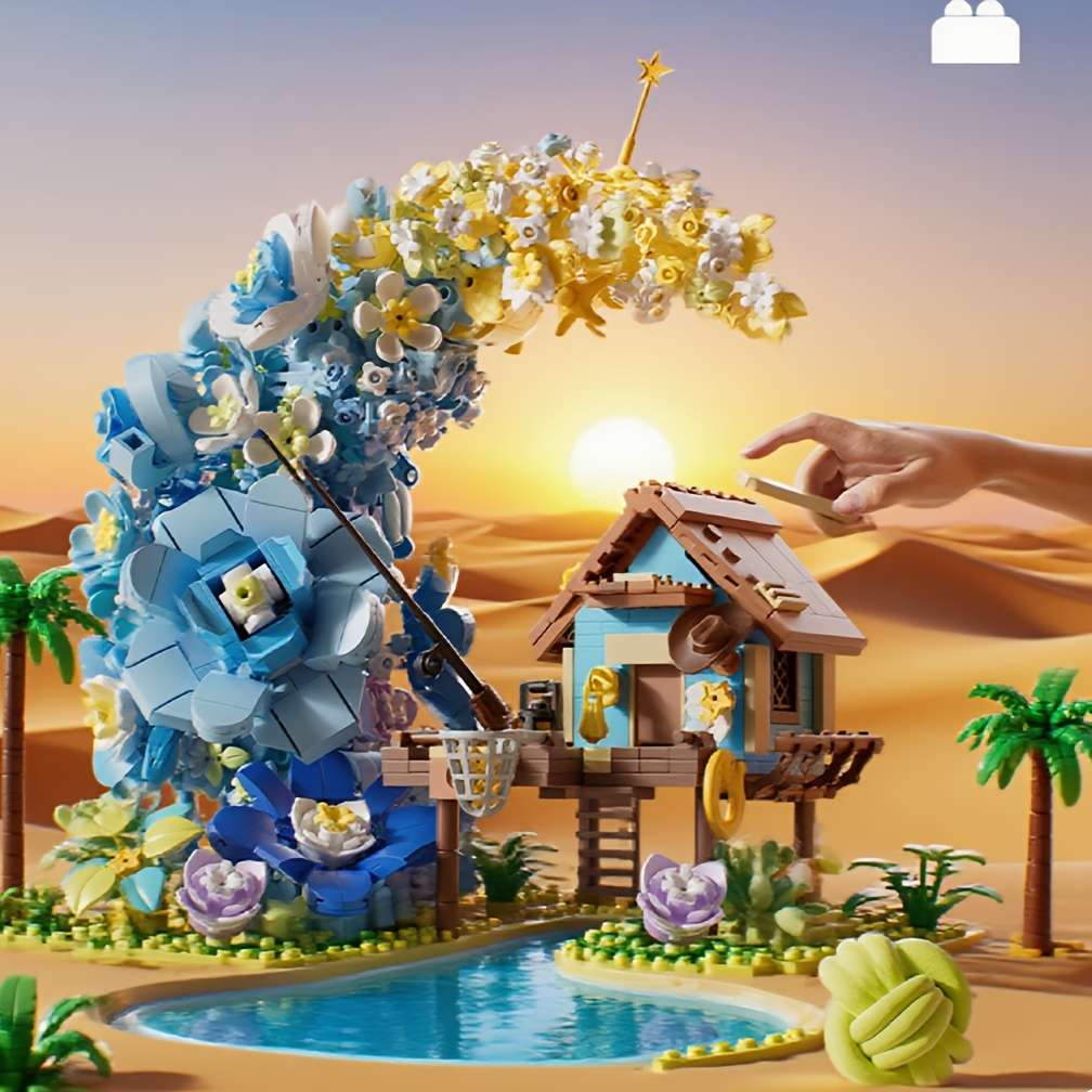 Building Toy Architectural Model Toy Set Style Flower Moon House