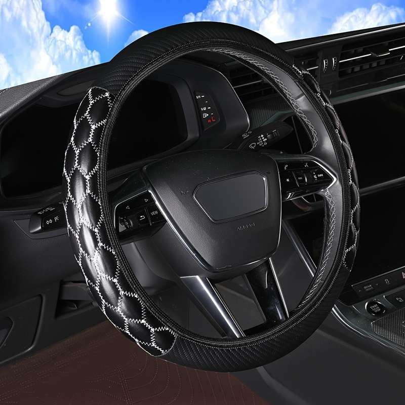 Car Steering Wheel Cover Black+White Line
