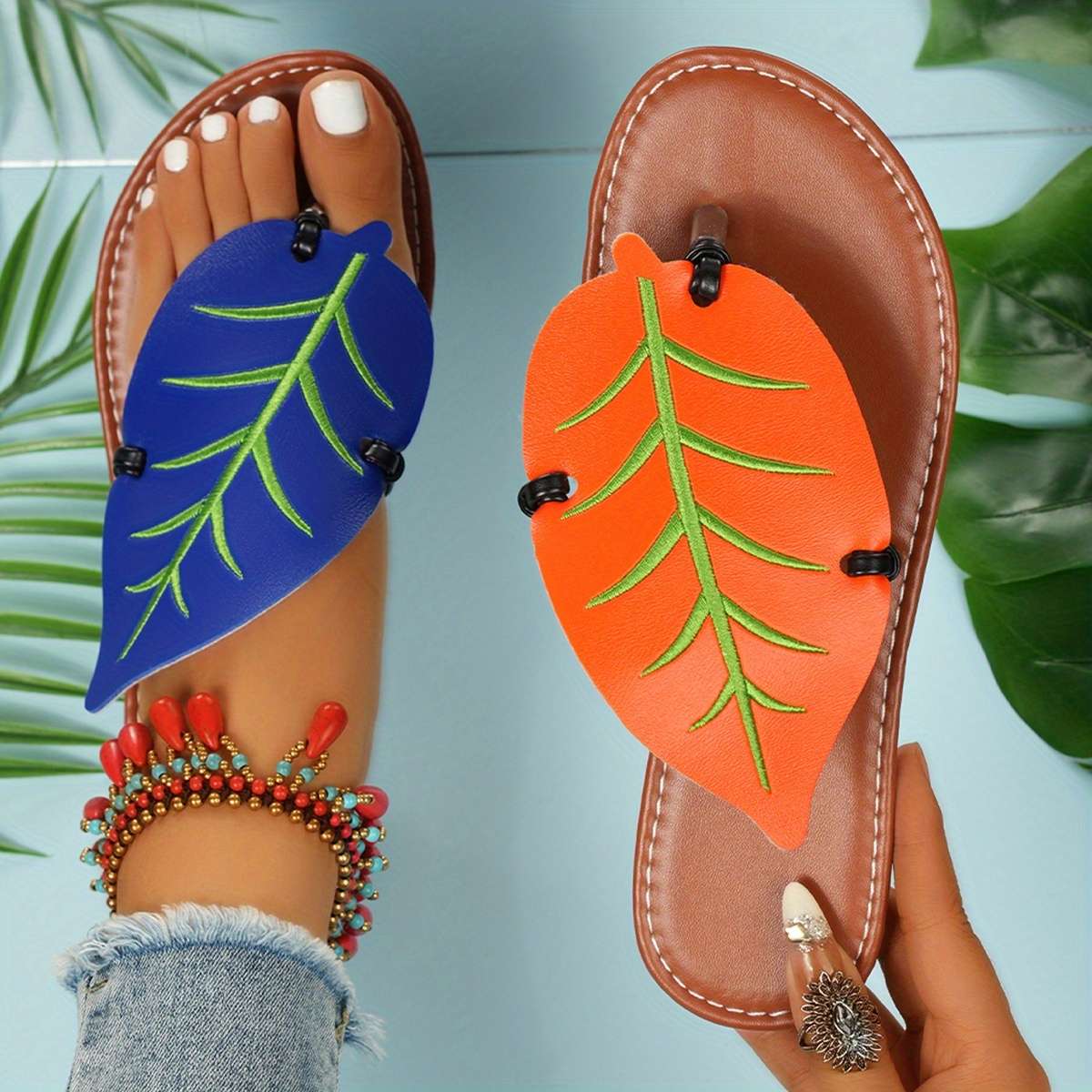 Ladies Summer Flip Flops Red-Gray Uk 7