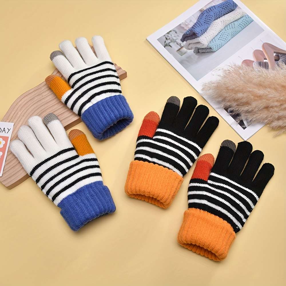 Gloves Color Striped White Sizeone-Size